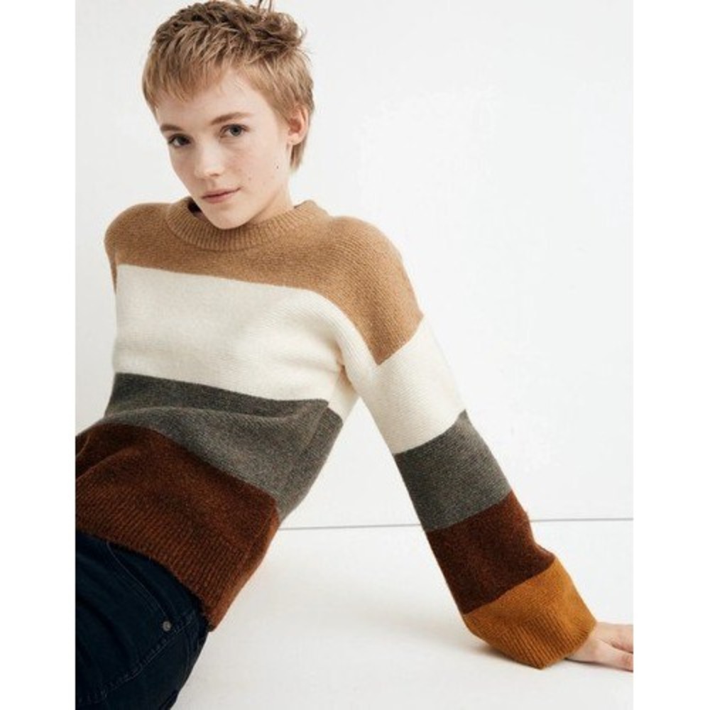 Madewell Andria Pullover Sweater Coziest Yarn Striped Knit‎ Womens Large